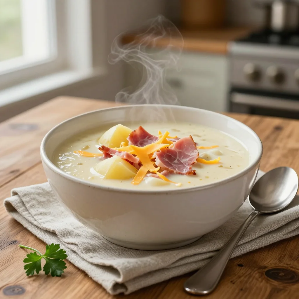 Potato Soup with Ham and Cheddar