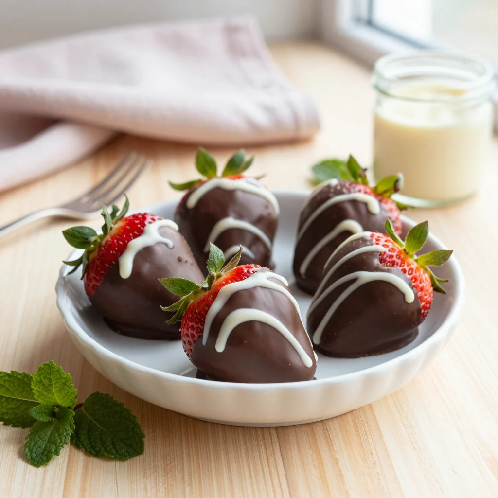 Chocolate Covered Strawberries with White Chocolate Drizzle