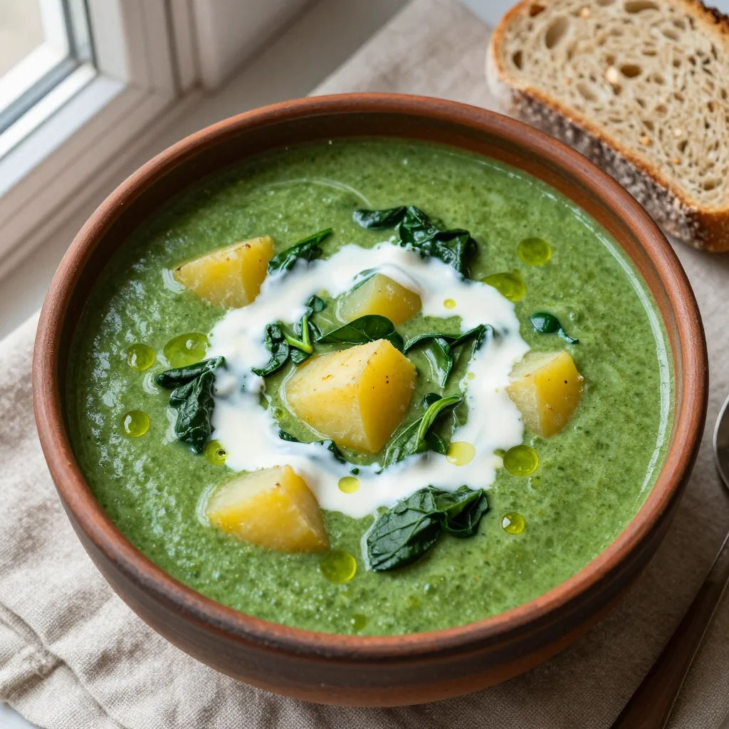 creamy spinach and potato soup for healthy winter family dinners