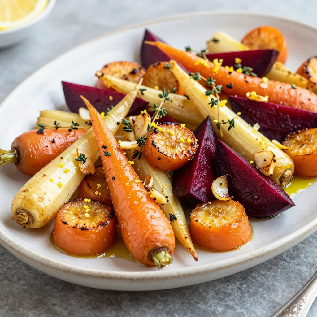 batch cook garlic and lemon roasted root vegetable medley for easy dinners