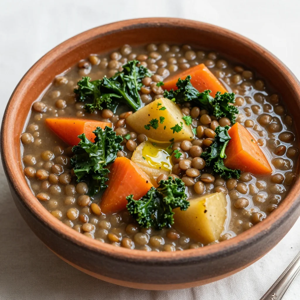 batch cook highprotein lentil stew with root vegetables and kale