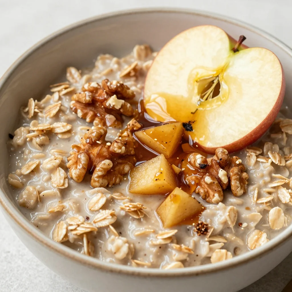 Warm Apple Cider Oatmeal with Cinnamon for a January Breakfast