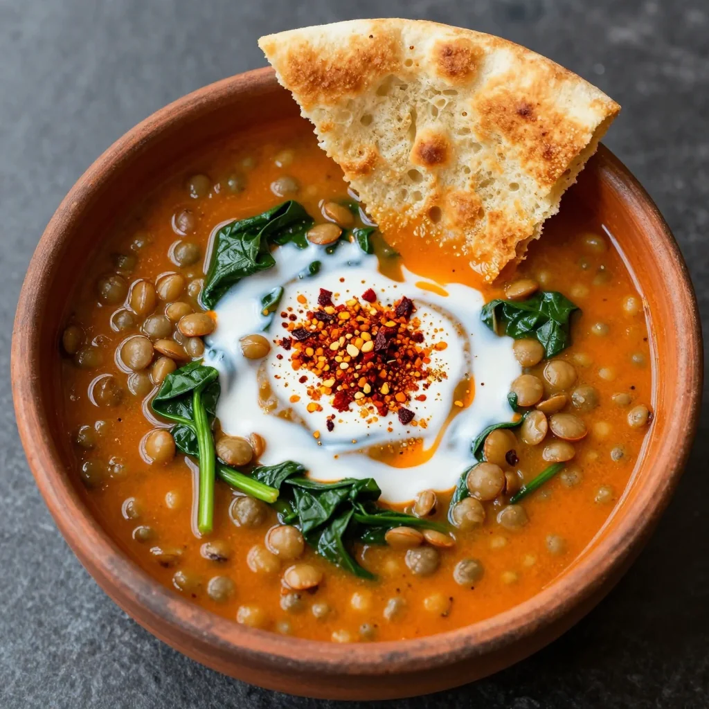 Pantry Clean Out Spicy Lentil and Spinach Soup