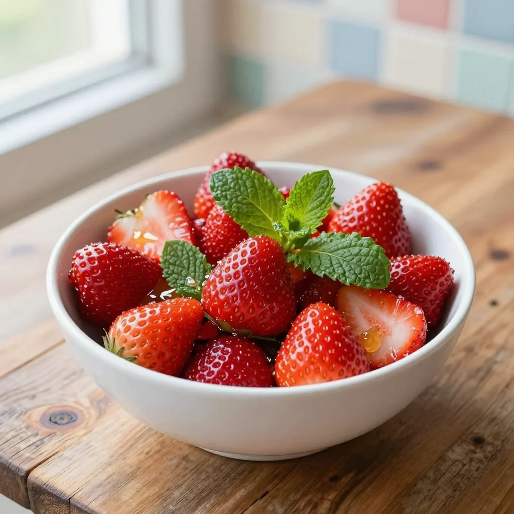 Strawberry Fruit Salad with Mint Leaves