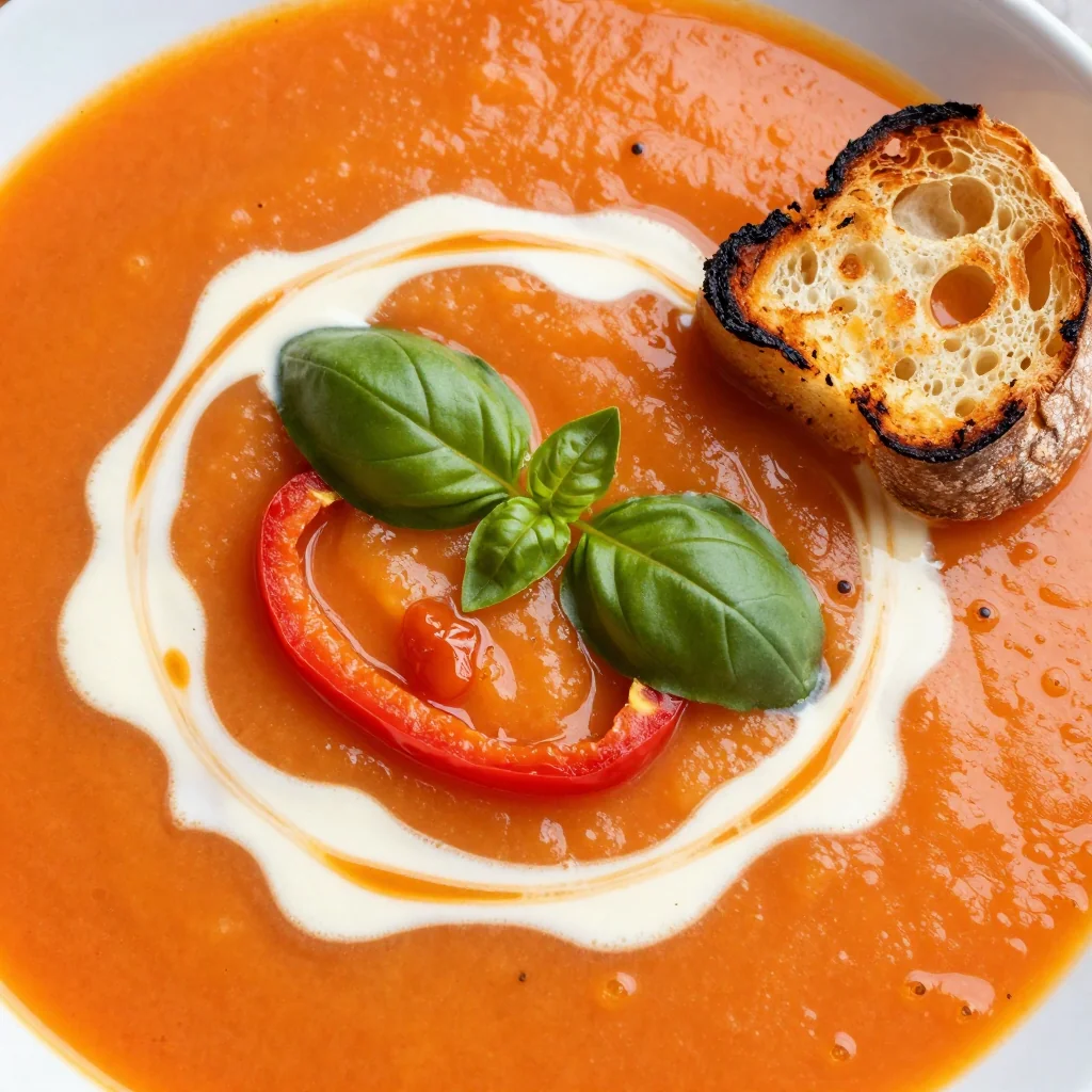 Budget Friendly Creamy Tomato and Roasted Red Pepper Soup