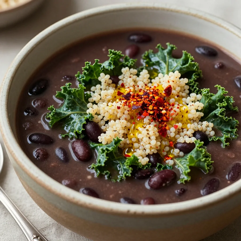 New Year's Day Slow Cooker Kale, Quinoa, and Black Bean Soup