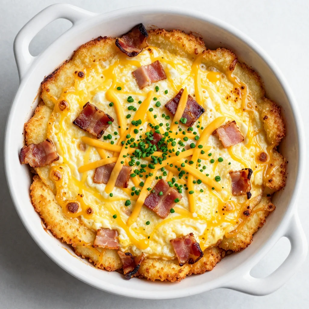 Freezer Friendly Breakfast Casserole with Hash Browns Eggs and Bacon for Brunch