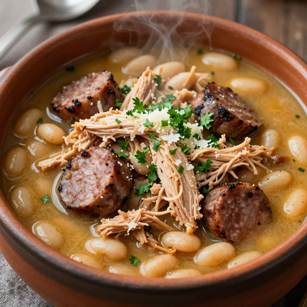 Easy Slow Cooker Chicken and Sausage with White Beans