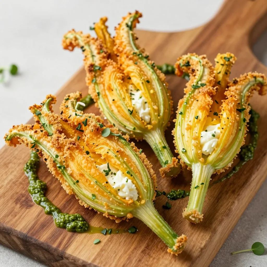 Crispy Fried Squash Blossoms with Ricotta Filling