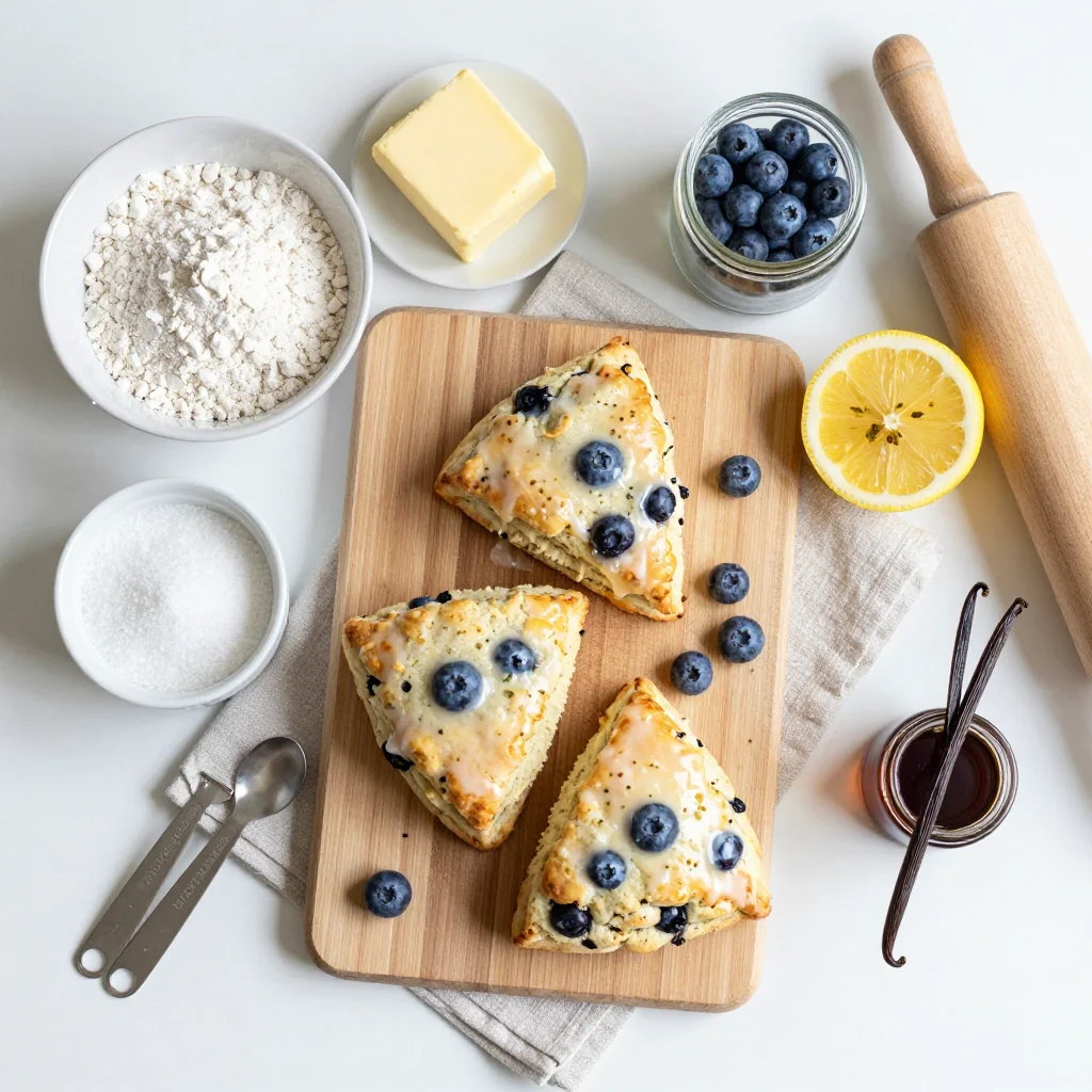 All ingredients laid out for Blueberry Lemon Scones