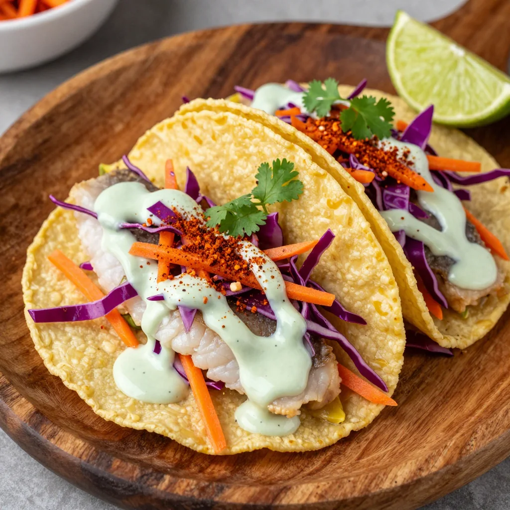 Healthy Baked Fish Tacos With A Simple Slaw And Lime Crema Too