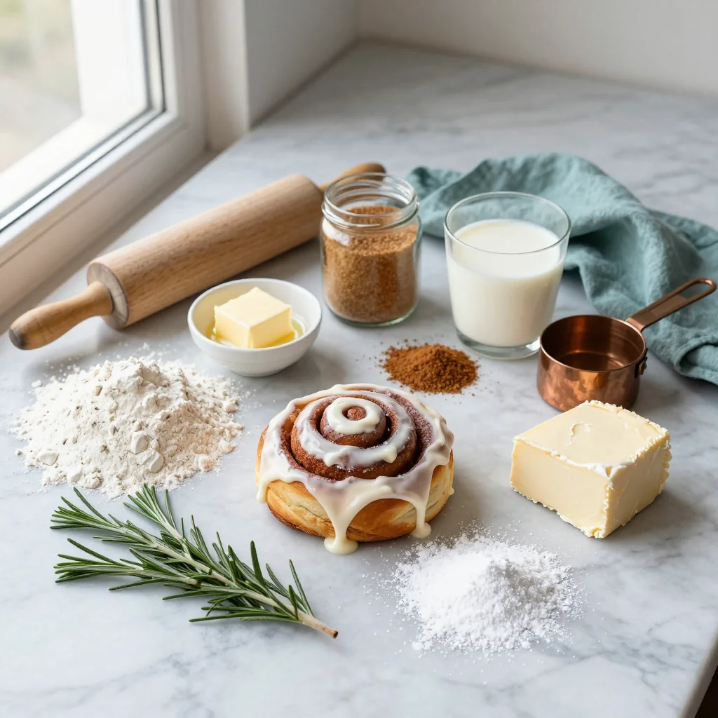 All ingredients for Cinnamon Roll Monkey Bread with Cream Cheese Glaze