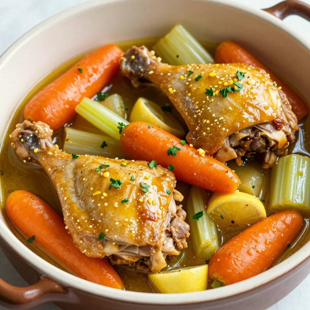 onepot lemon and garlic chicken stew with root vegetables for clean eating