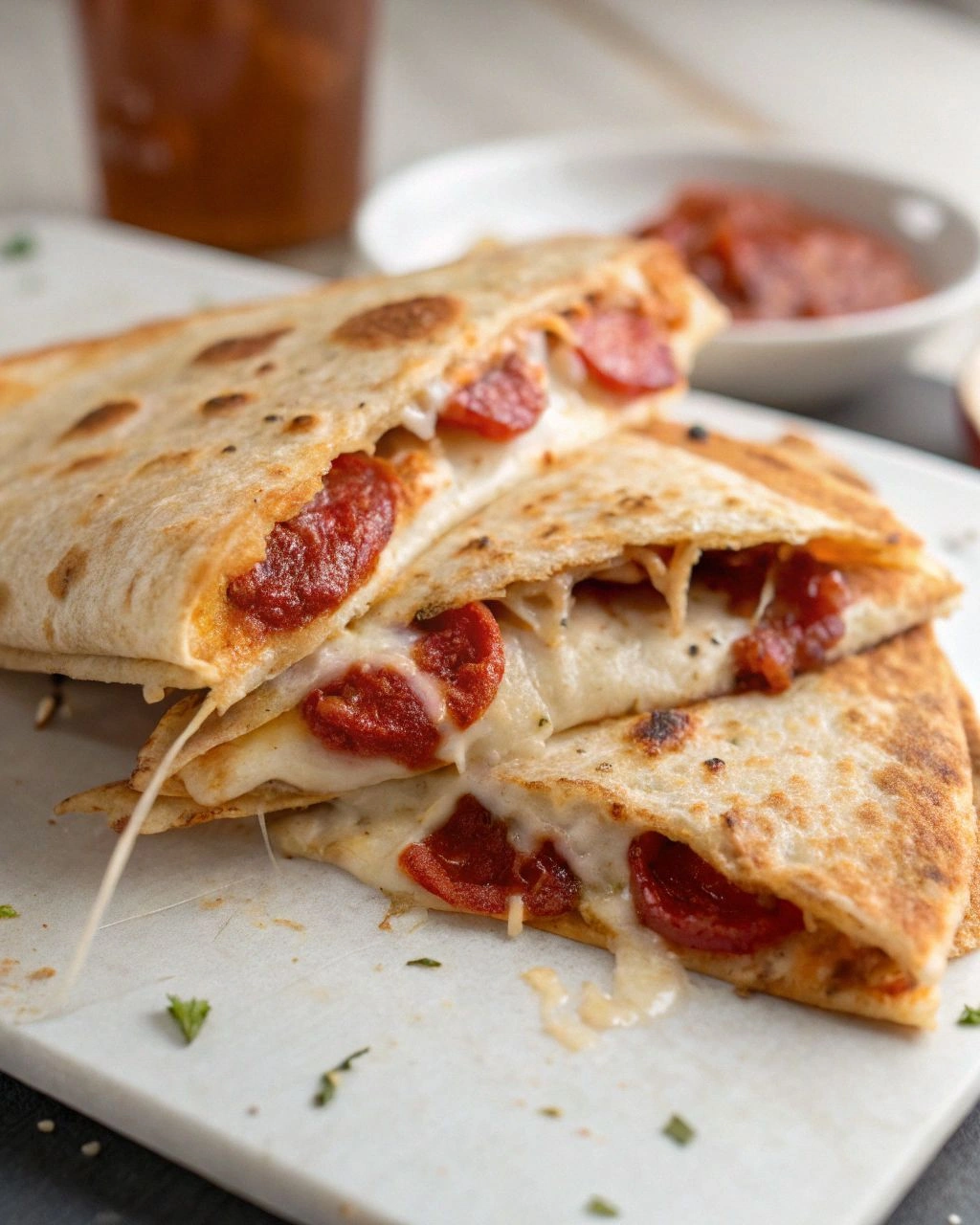 5-Minute Pepperoni Pizza Quesa