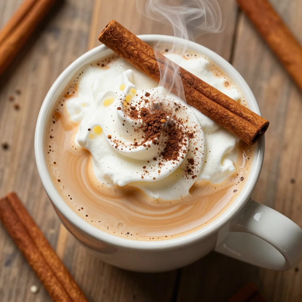 Warm Chai Latte with Whipped Cream for Winter Comfort