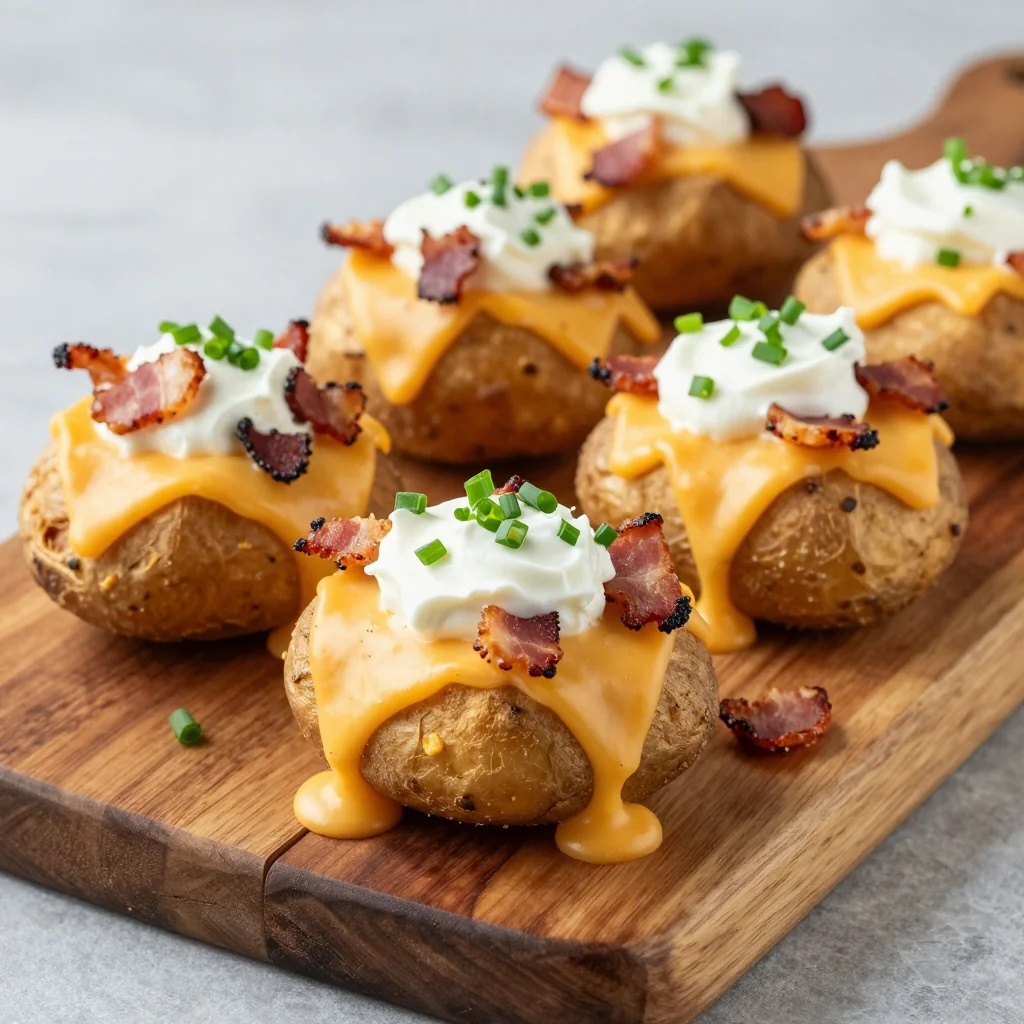 NFL Playoff Loaded Potato Skins with Bacon for Party Appetizers