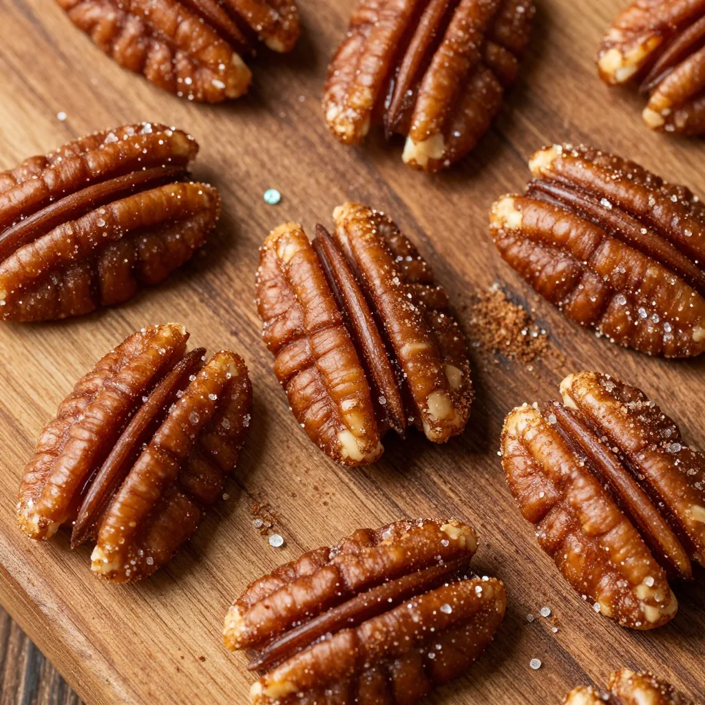 Warm Cinnamon Sugar Glazed Pecans for a Snack