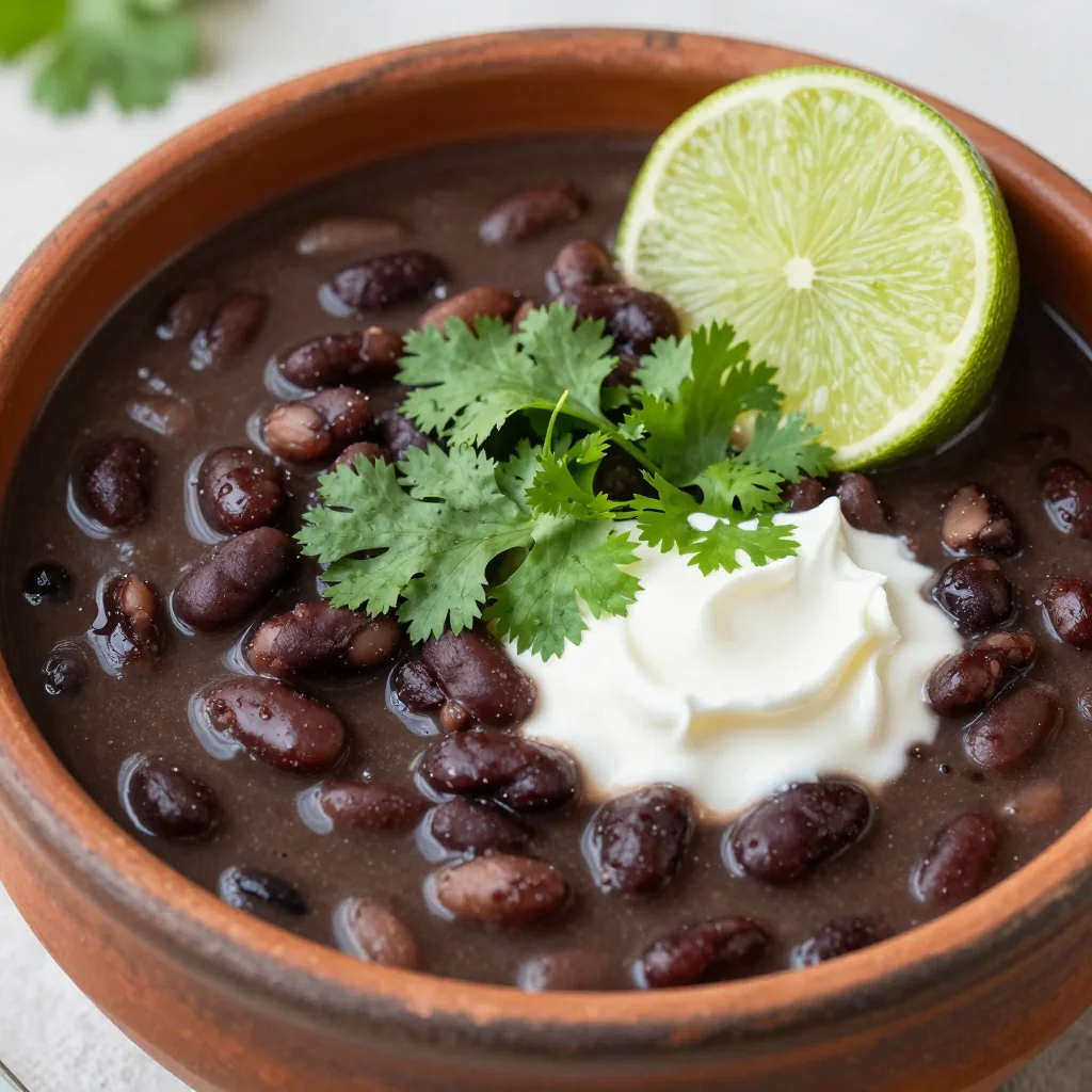 High Protein Black Bean Soup with Lime and Cilantro