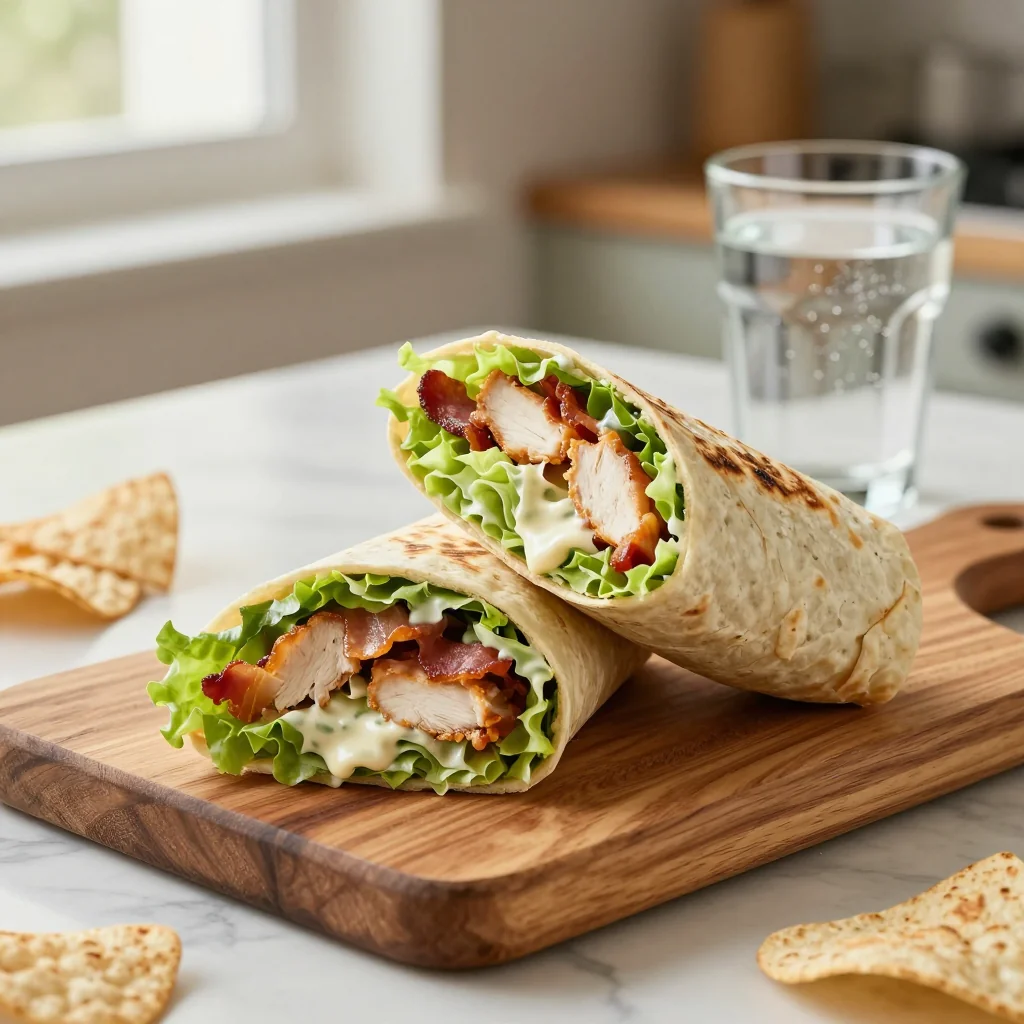 Chicken Caesar Salad Wrap with Bacon