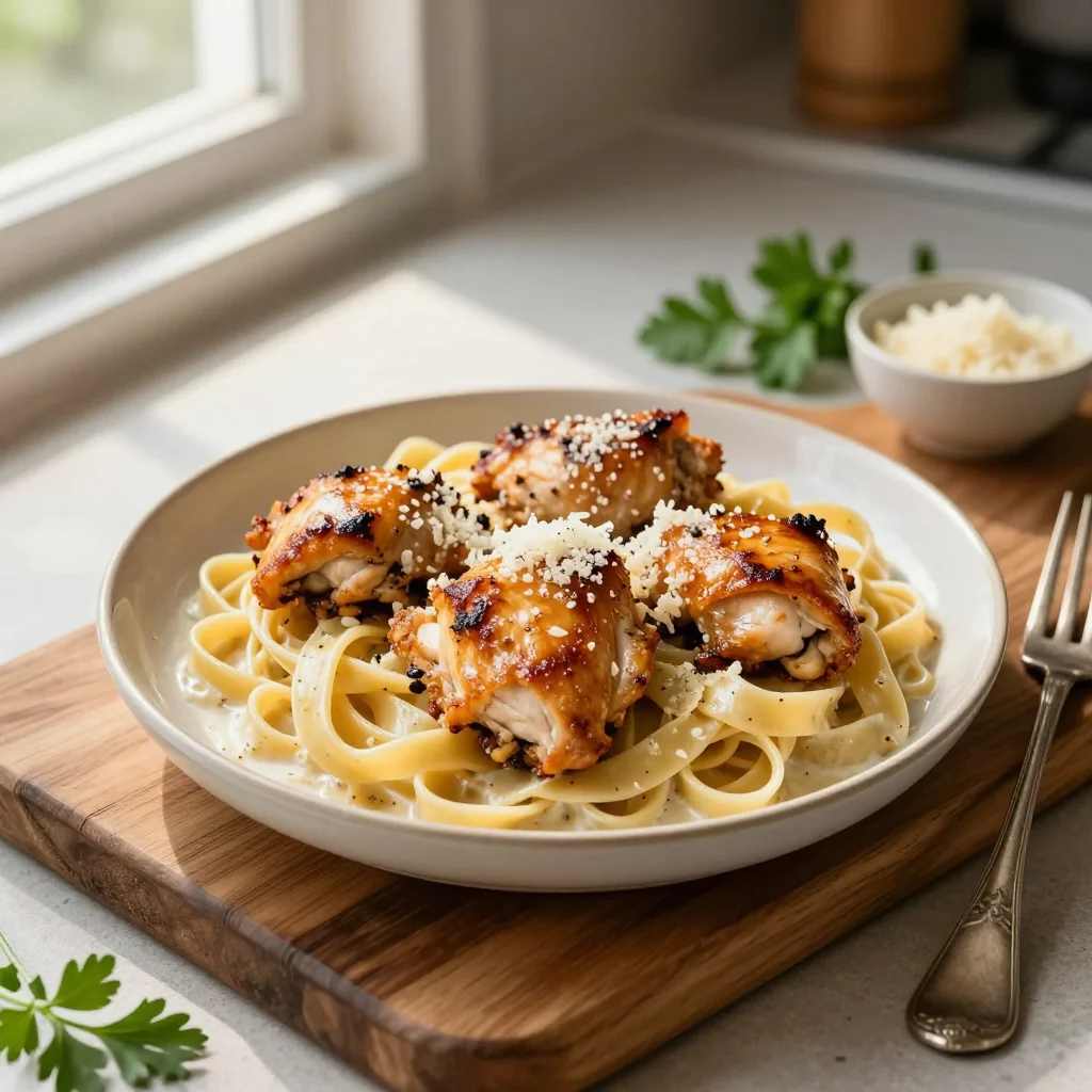 Garlic Parmesan Chicken with Pasta
