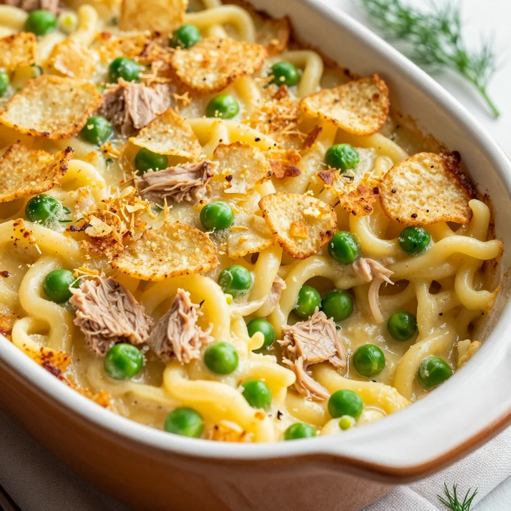 Budget Friendly Tuna Noodle Casserole with Potato Chips