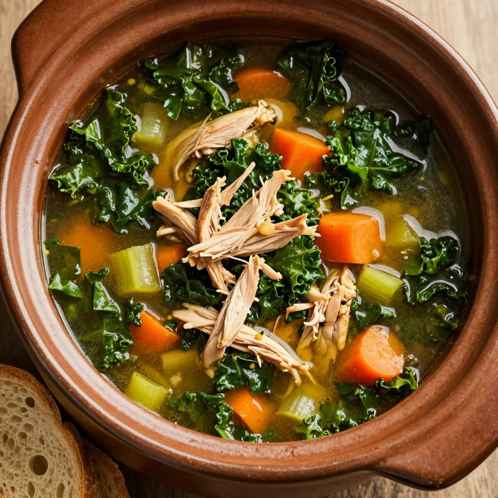 slow cooker chicken and kale soup for hearty winter family meals
