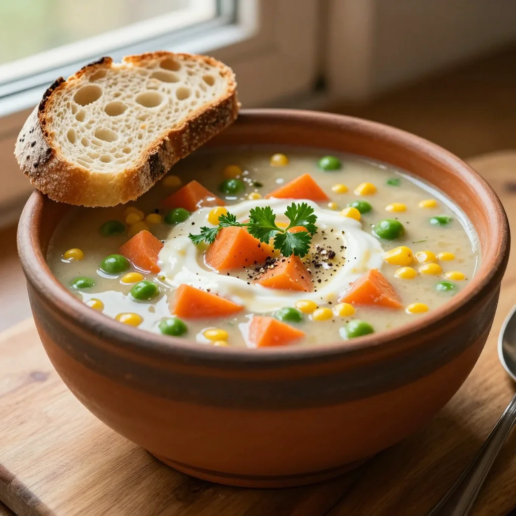 Pantry Clean-Out Creamy Vegetable Soup with Milk