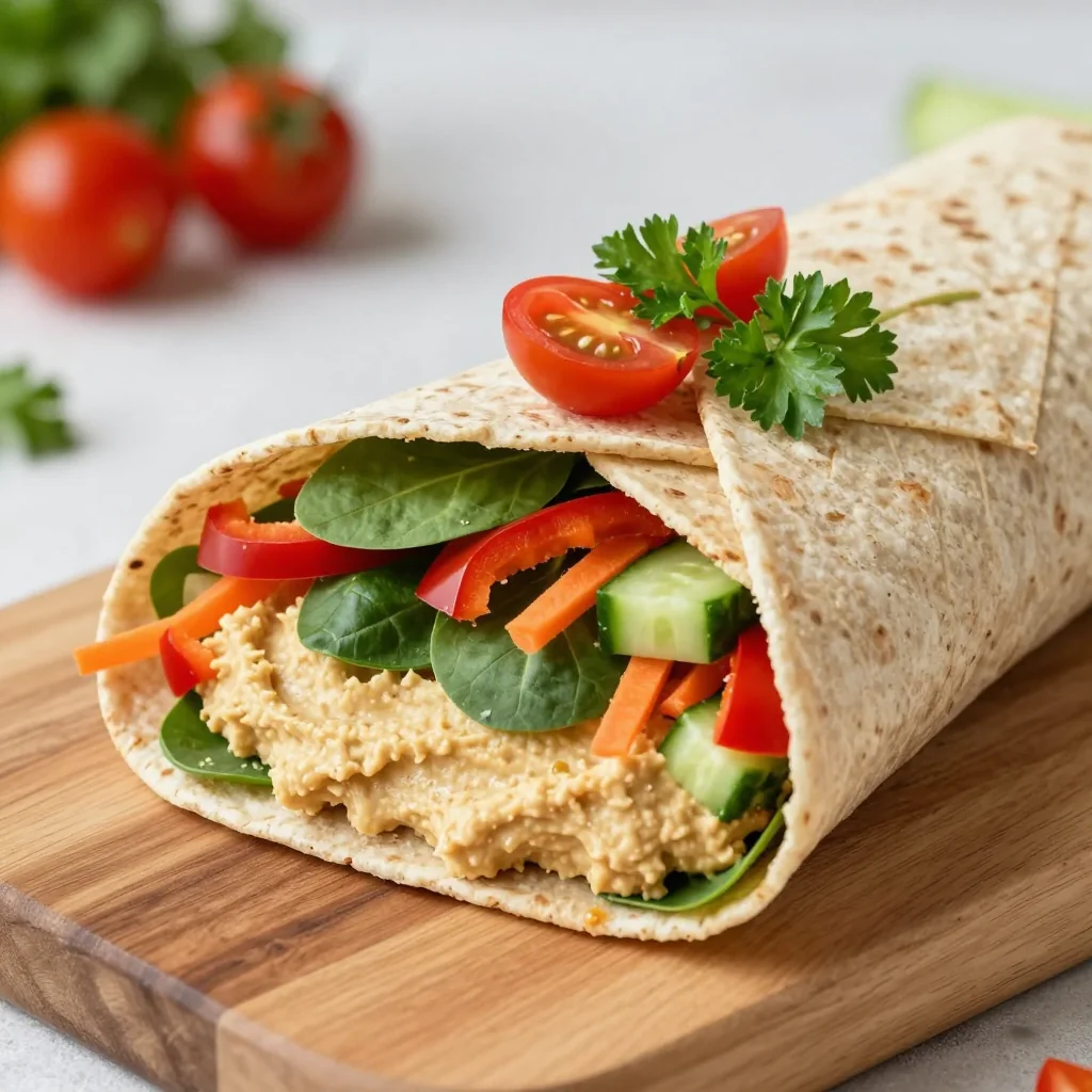 Healthy Veggie Wrap with Hummus for Meal Prep