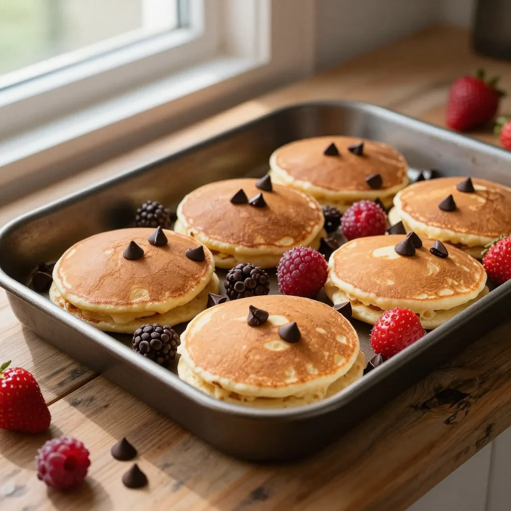 Sheet Pan Pancakes with Berries and Chocolate Chips