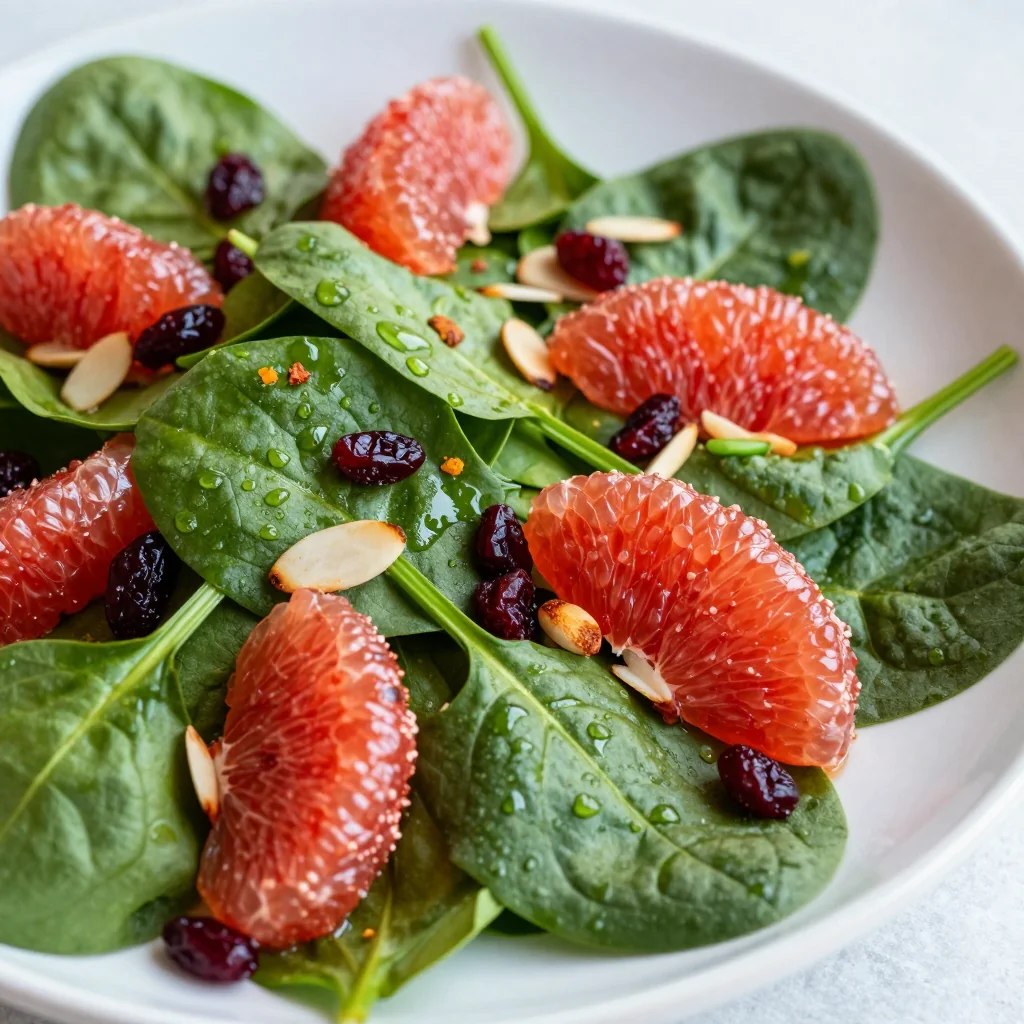 healthy citrus ginger salad with grapefruit and spinach for detox