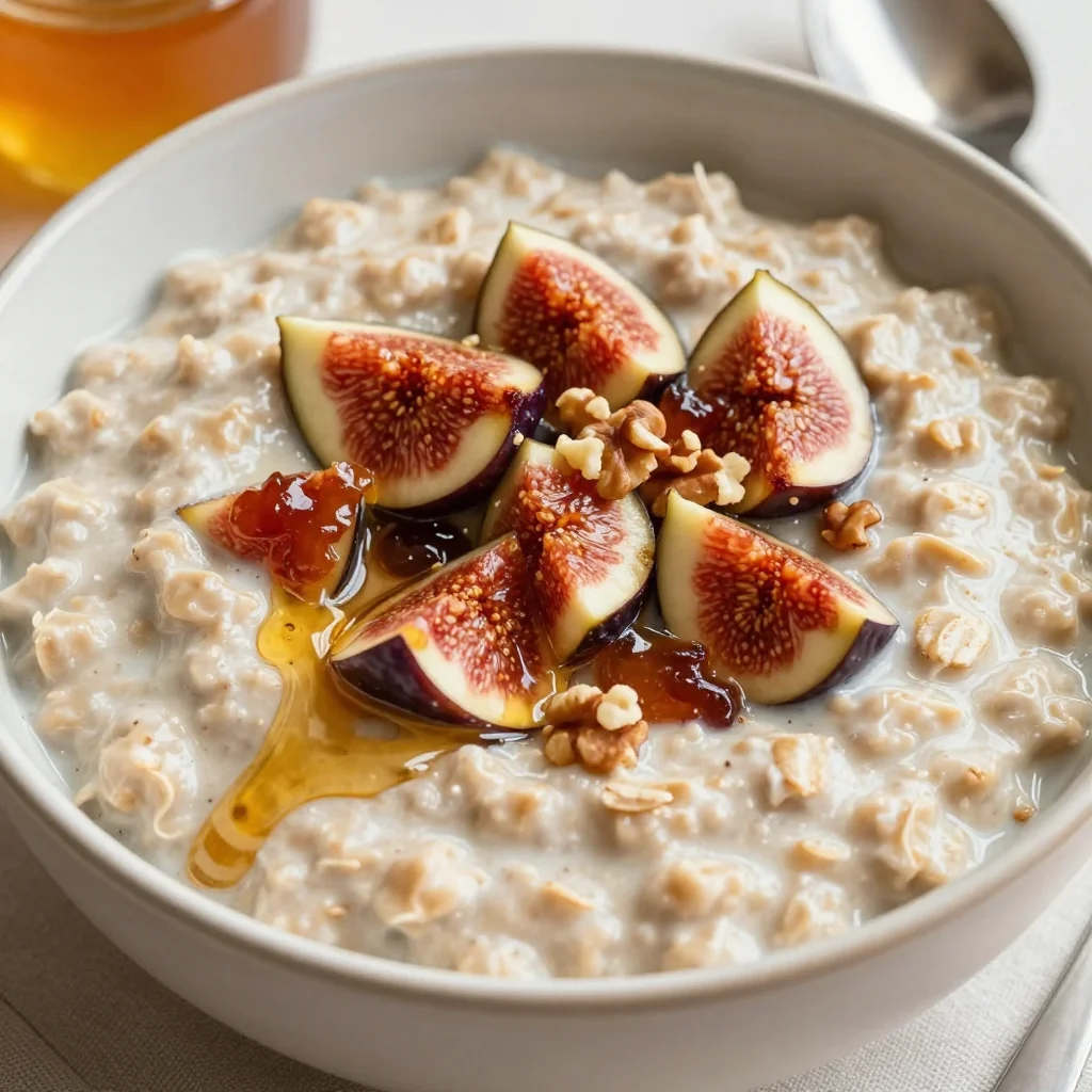 Healthy Warm Oatmeal with Figs and Honey
