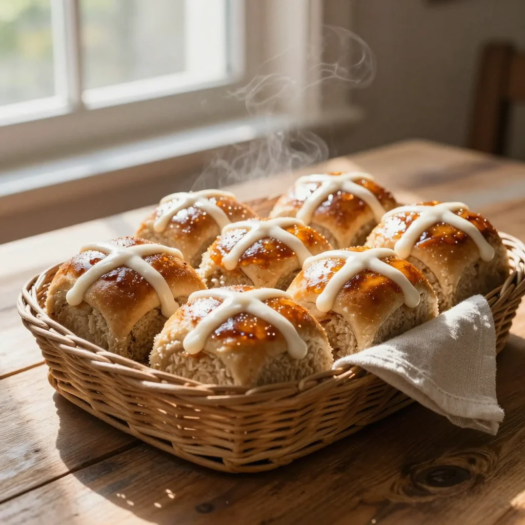 Homemade Hot Cross Buns with Sweet Icing