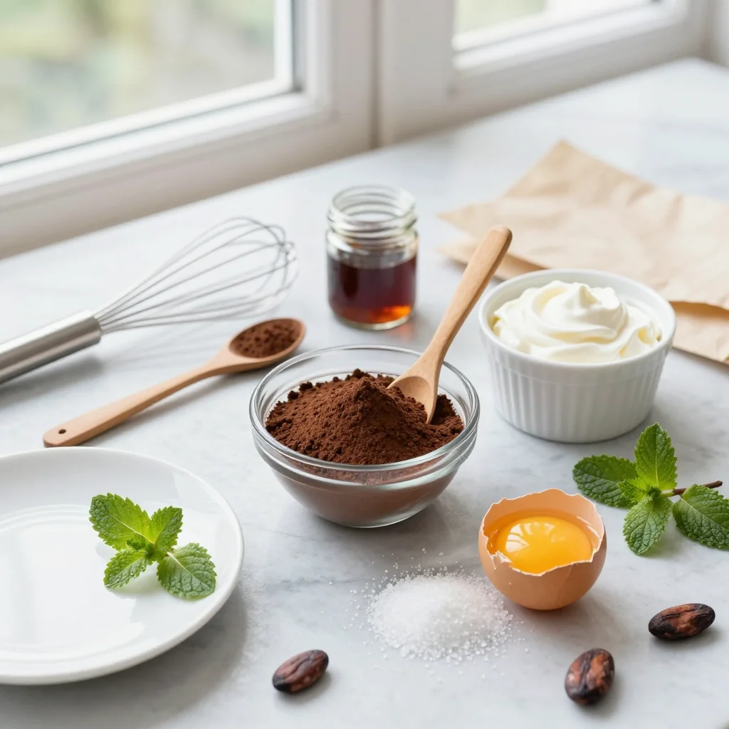 All ingredients for Chocolate Pudding with Whipped Cream