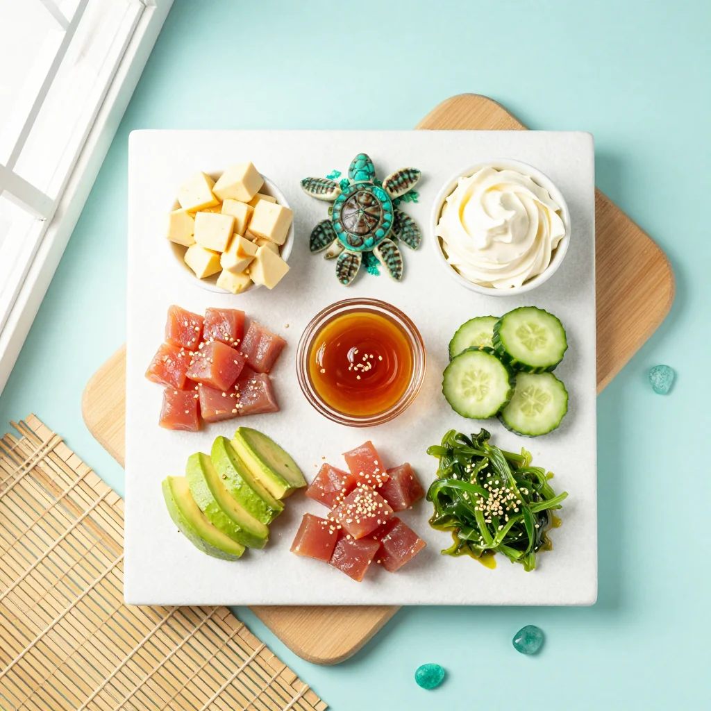 All ingredients neatly arranged on a wooden board