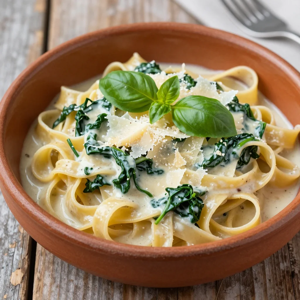 Creamy Garlic Pasta With Spinach For A Quick Dinner