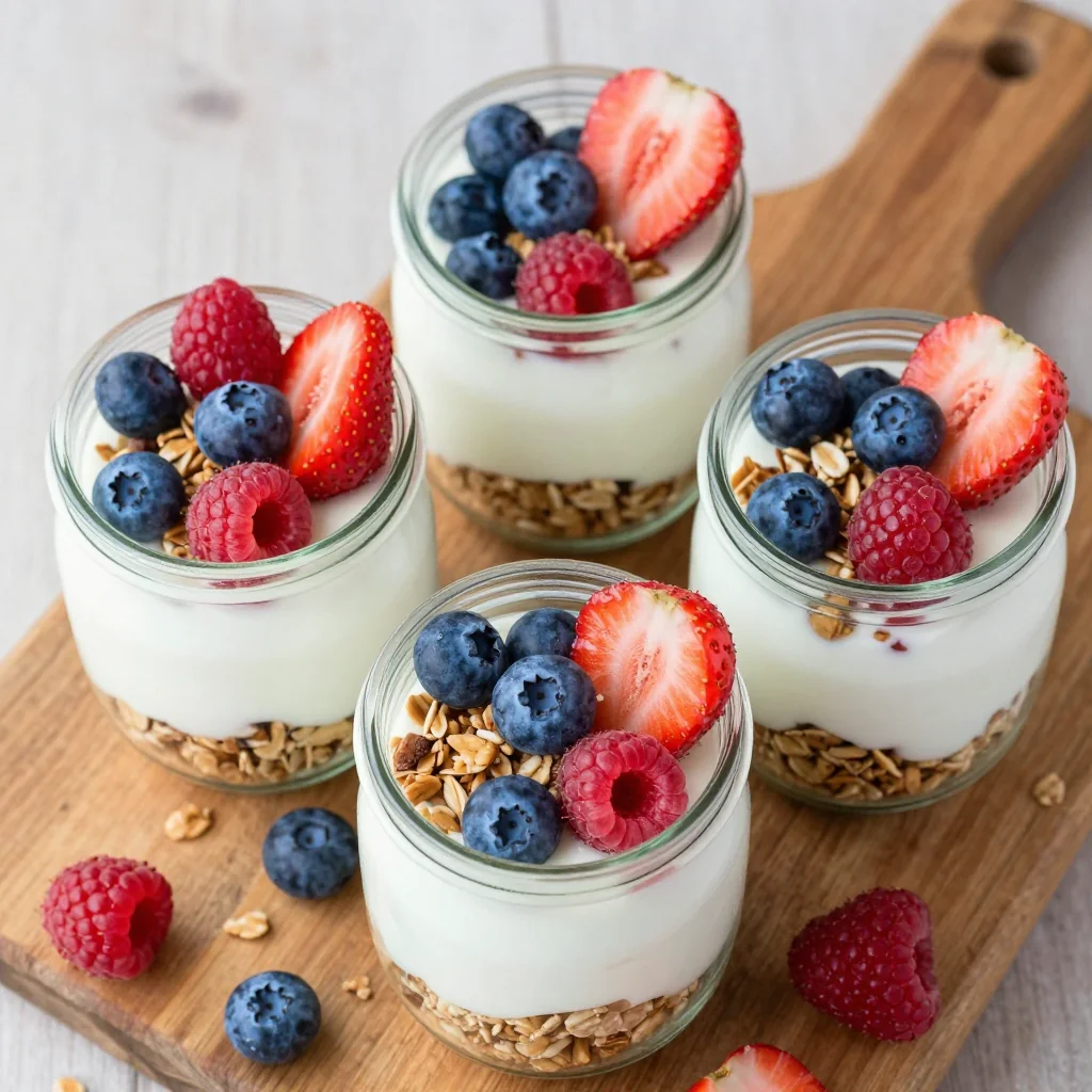Meal Prep Greek Yogurt Parfaits with Granola and Berries