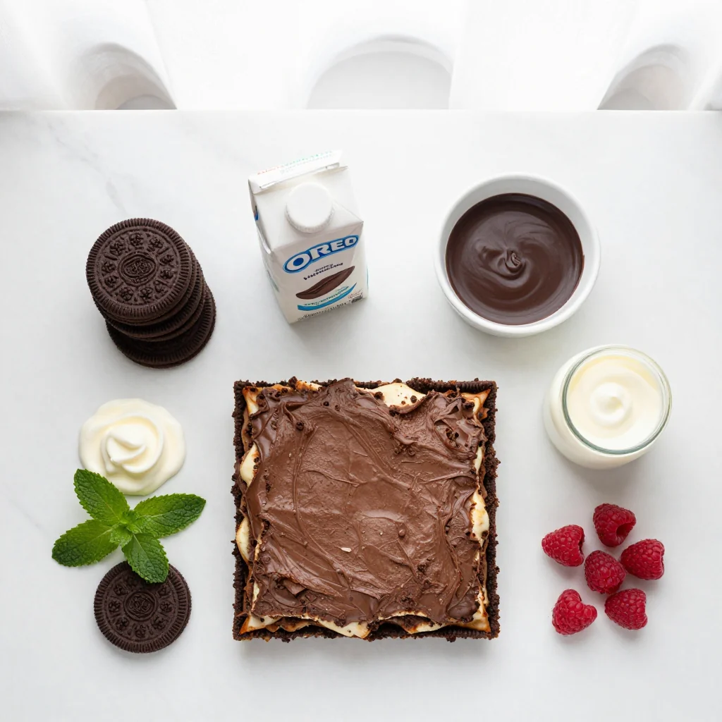 All ingredients for Chocolate Lasagna with Oreo Crust and Pudding