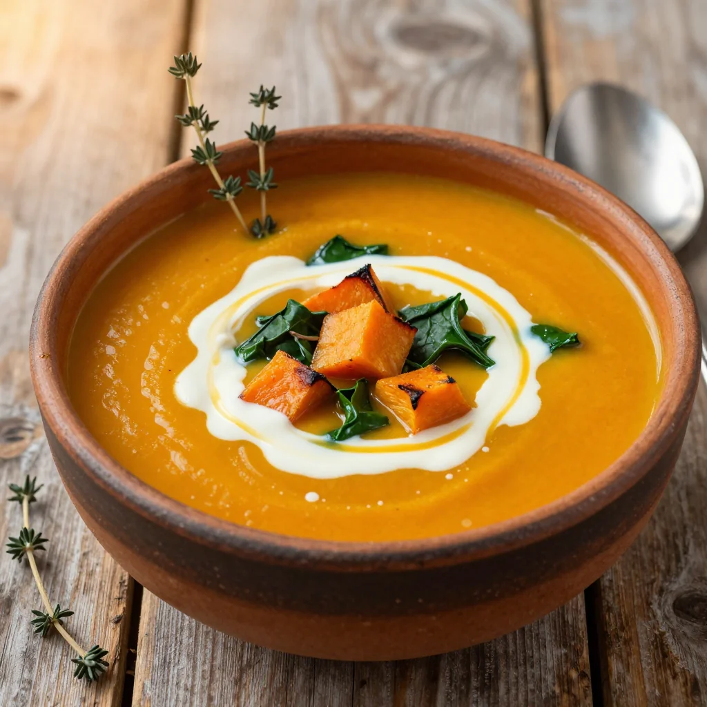 hearty sweet potato and spinach soup for chilly family nights