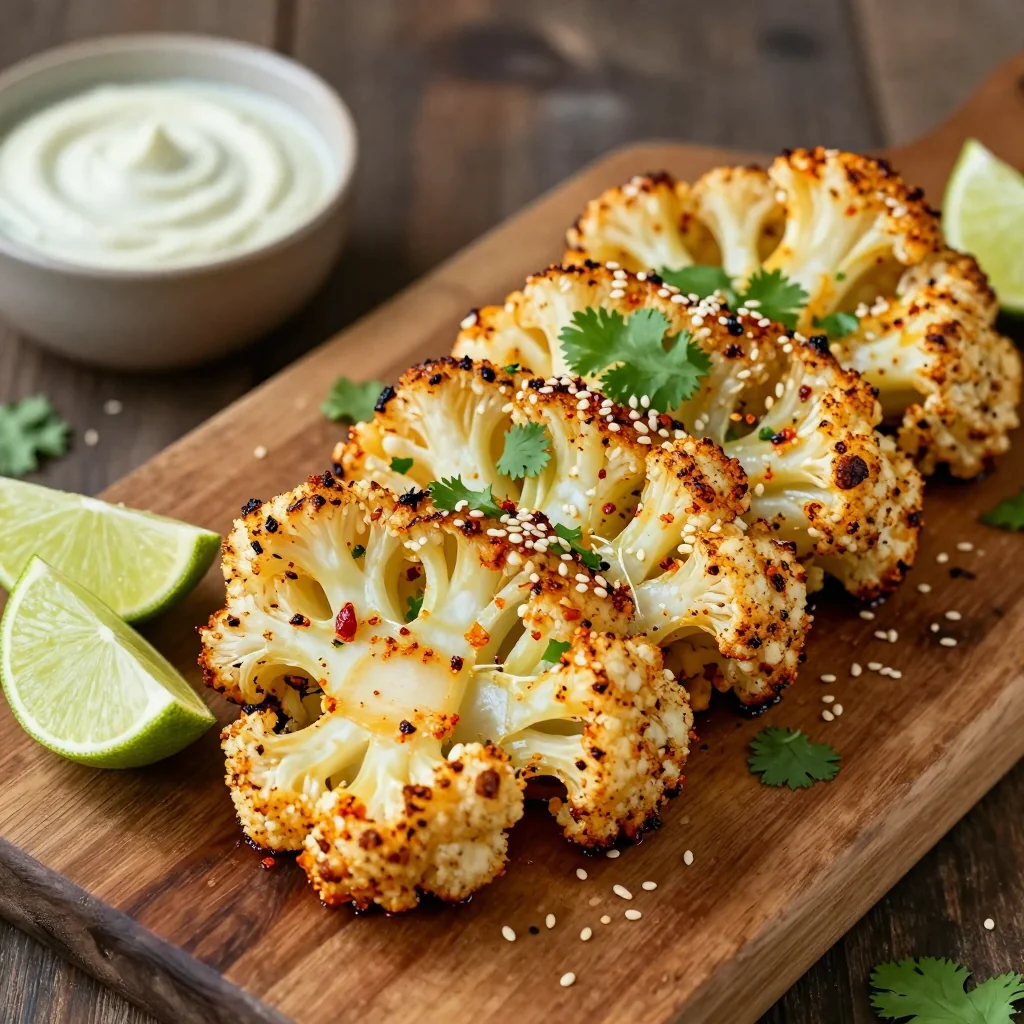 Spicy Baked Cauliflower Steaks for a Clean Eating Dinner