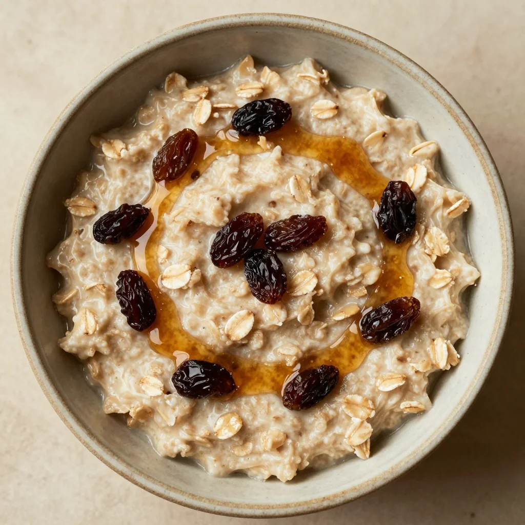 Warm Maple Brown Sugar Oatmeal with Raisins for a Comfort