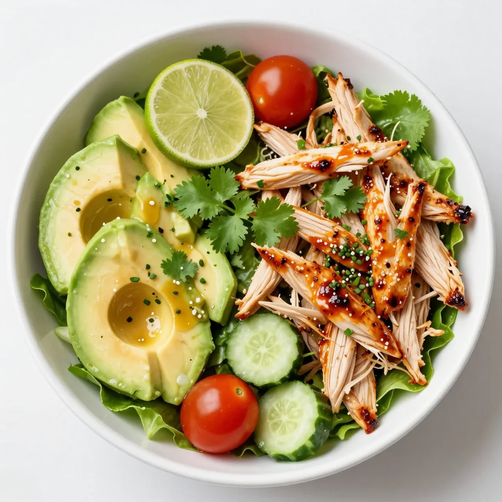 Meal Prep Spicy Chicken and Avocado Salad with Lime and Cilantro for a Fresh Lunch