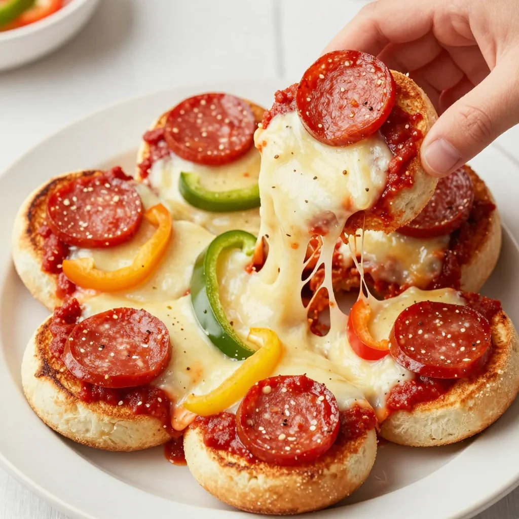 Kid Friendly Mini Pizzas On Whole Wheat English Muffins