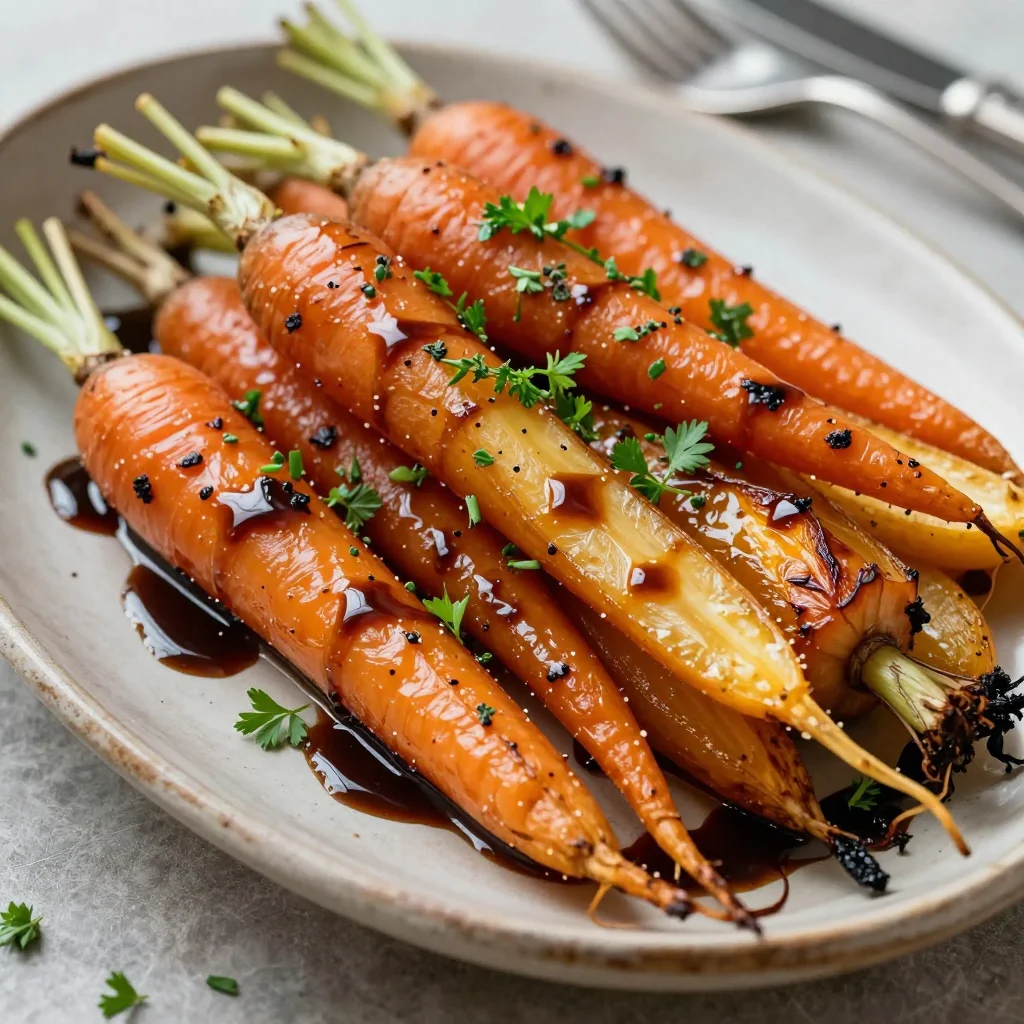 roasted root vegetables with balsamic glaze and fresh herbs