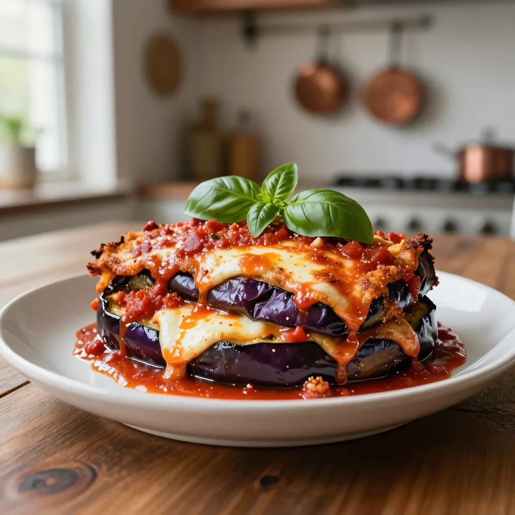 Eggplant Parmesan Stacks with Fresh Basil