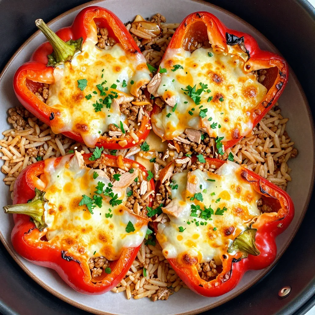 Air Fryer Stuffed Peppers With Ground Turkey