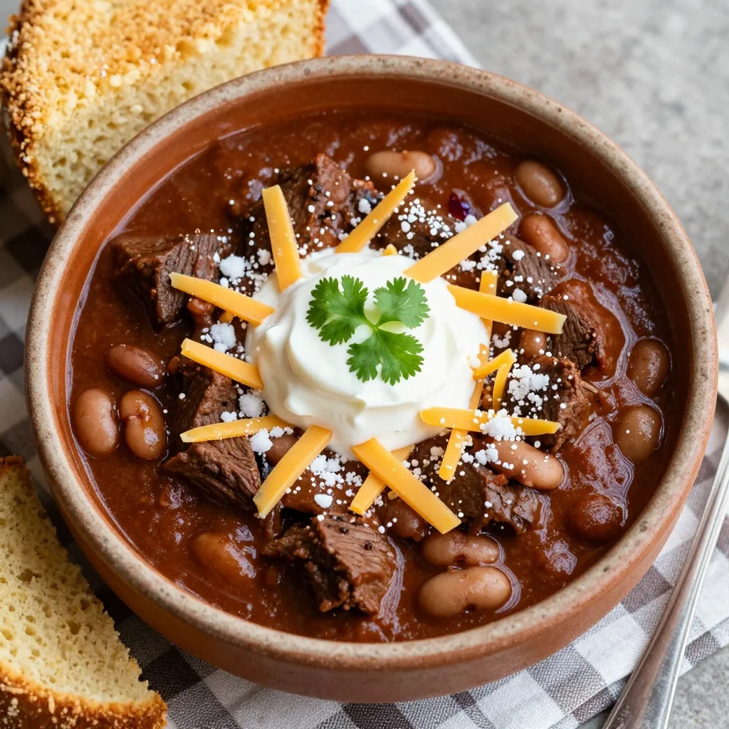 Hearty Beef Chili With Beans And Cornbread