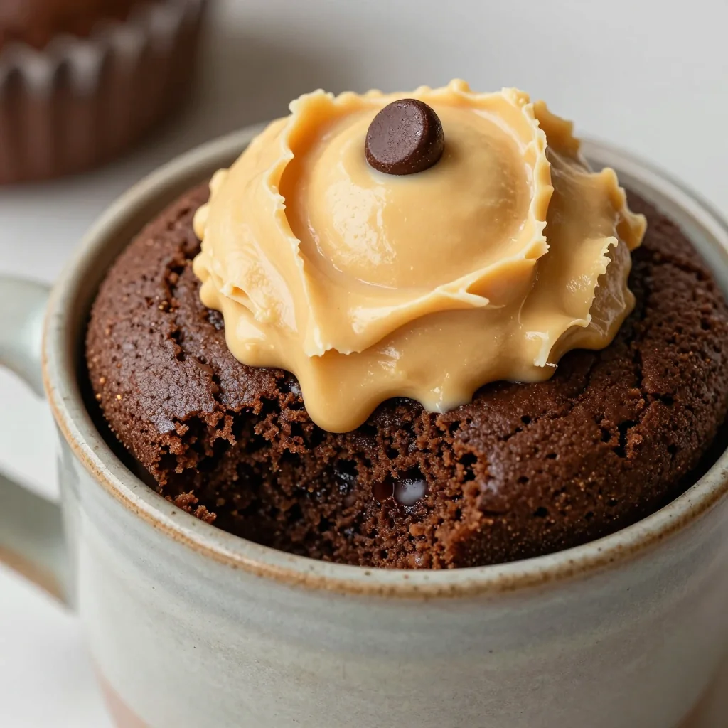Warm Chocolate Peanut Butter Mug Cake for One