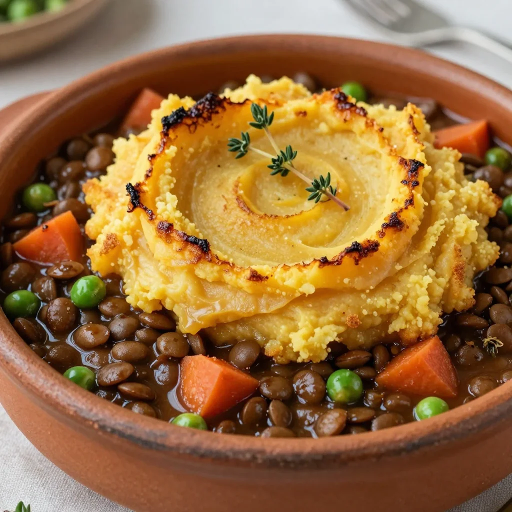 Winter Warmth Lentil Shepherd's Pie with Sweet Potato Topping