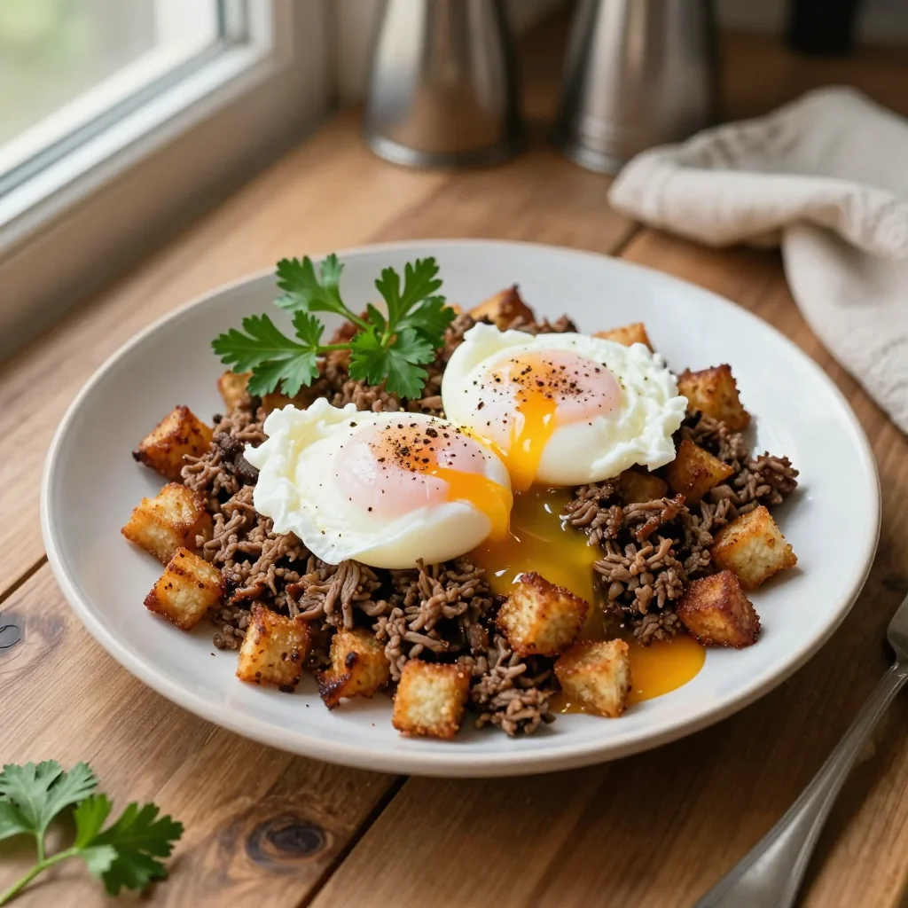 Corned Beef Hash with Poached Eggs