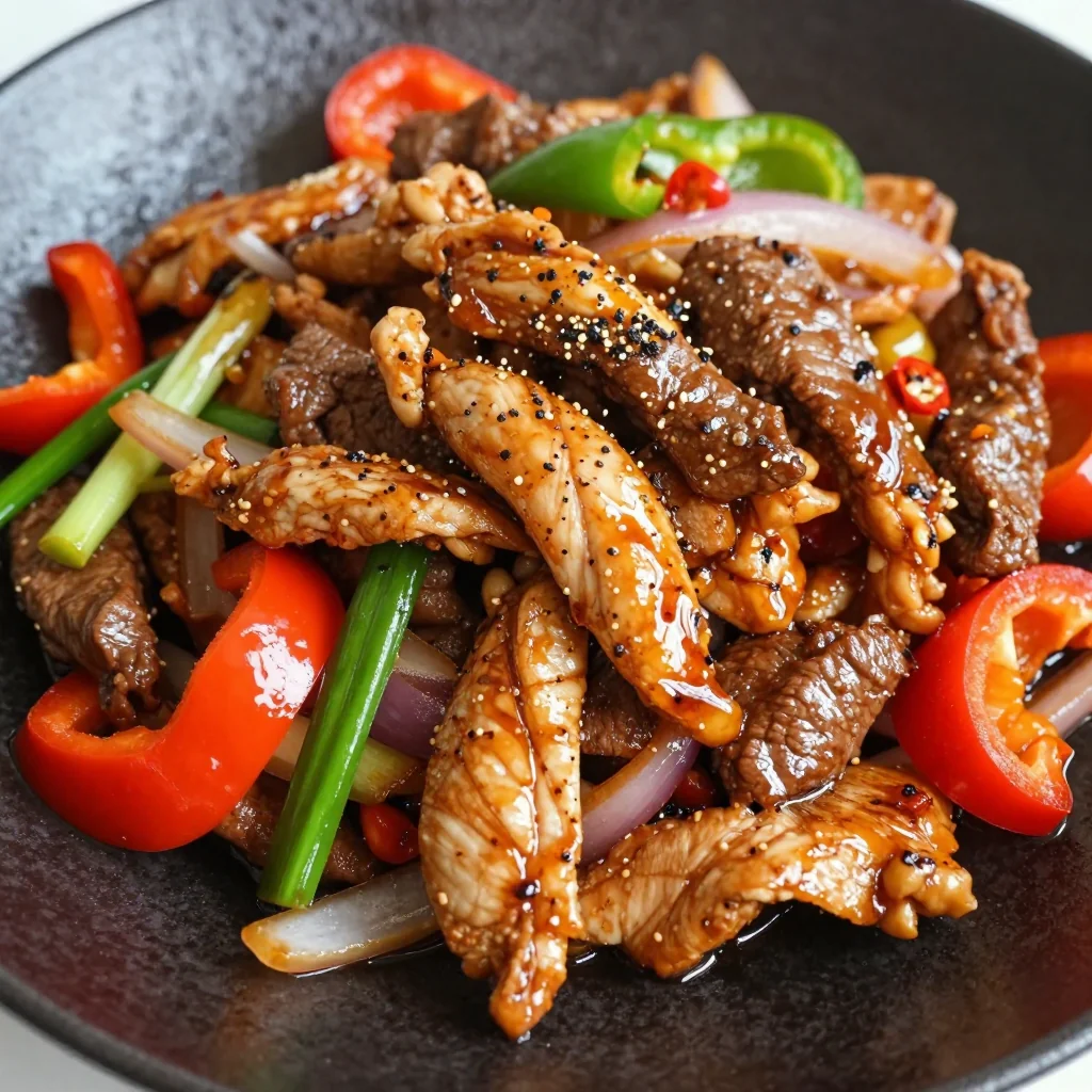 Spicy Chicken and Black Pepper Steak Stir Fry